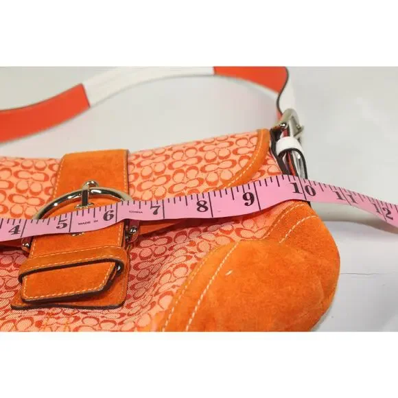 Coach Y2K Orange Small Signature Buckle Soho Hobo Shoulder Bag 6818